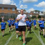 Richard Kilty with Frederick Nattrass' pupils